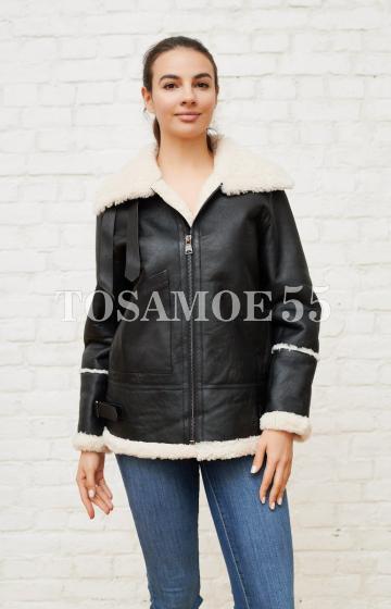 Дубленка авиатор чёрного цвета